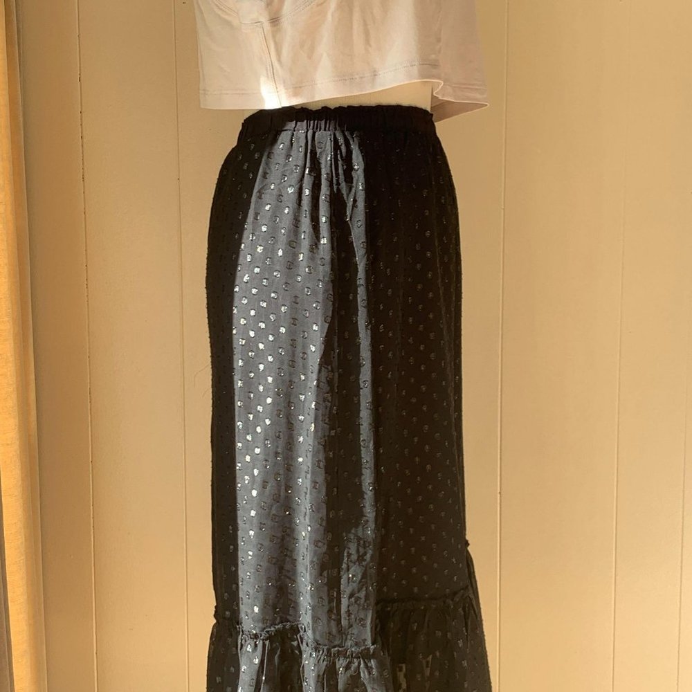 NWT Chiffon Black Long Skirt Sz XS - Picture 3 of 6